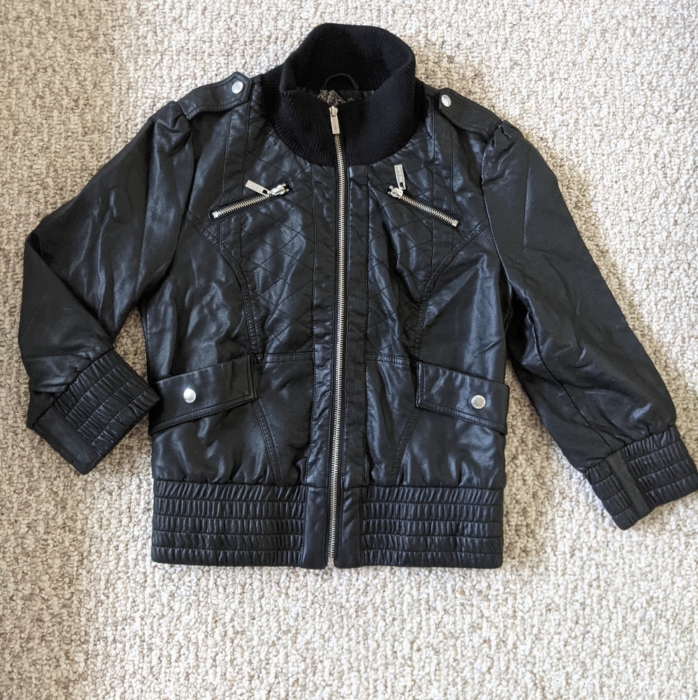 Cropped Moto Faux Leather Jacket by G by Guess